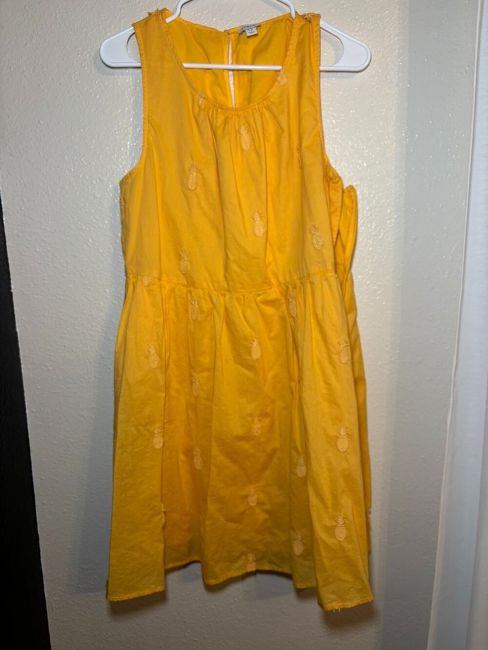 J. Crew Size 12 Fit & Flare Sundress Yellow Pineapple Cotton Lightweight Womens